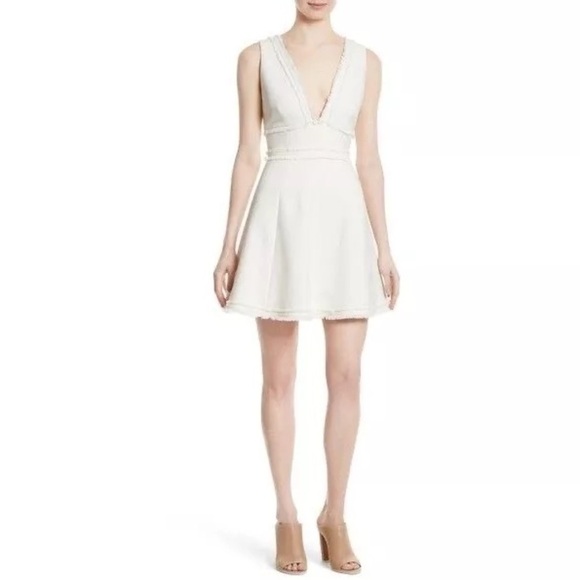 CINQ À SEPT Aurora White V-Neck Fit & Flare Mini Dress 🤍 size 4 - Picture 7 of 7